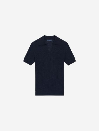 Frescobol Carioca Navy Joaquim V Neck Short Sleeve Polo