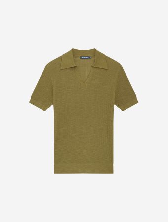 Frescobol Carioca Spinach Joaquim V Neck Short Sleeve Polo