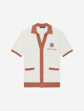 Frescobol Carioca Dusty Coral Romero Cardigan Clube De Praia Embroidered Logo