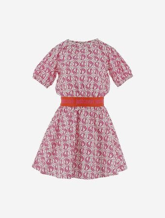 Just Cavalli Junior Snake Printed Bianco Fuxia Log Dress