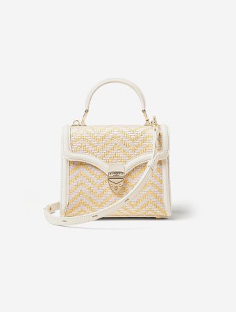 Aspinal Of London Mayfair Midi Embroidered Raffia Handbags