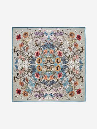 Aspinal Of London Botancial A Silk Scarf Dove Scarves