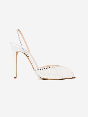 Andrea Wazen White Katy Sling Heels