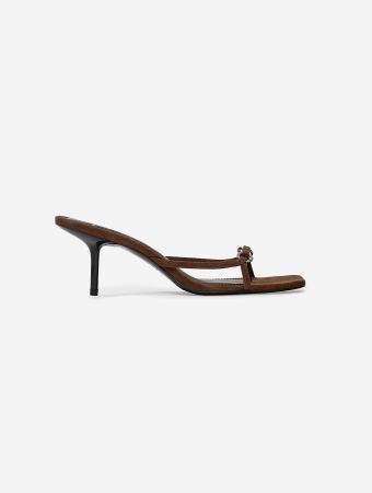 Black Suede Studio Peyote Square Toe Strappy Sandals With Ring Detail