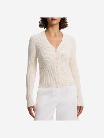 Theory Cream Latte Texture Cardigan