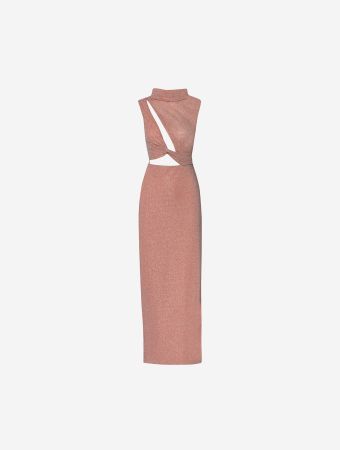 Baobab Copper High Neck Maxi Dress With Cut Out Details