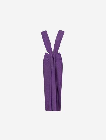 Baobab Gazella Deep V Cut Maxi Dress With Front Cascade Detail