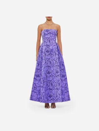 Leo Lin Lavender Nora Bustier Maxi Dress