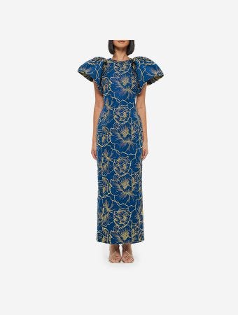 Leo Lin Marine Blue Lucinda Maxi Dress