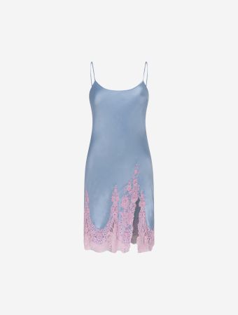 Layalina Blue And Pink Arielle Short Satin Nightdress