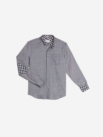 Vicomte A Warm Navy Caius Tartan Details Shirt
