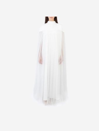 High Neck Detail Tulle Cape with Inner Dress