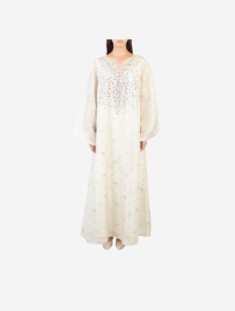 Rhinestone Detail Split Neck Dress