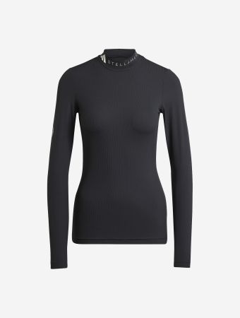 Adidas By Stella Mccartney Black Rib Long Sleeve Top