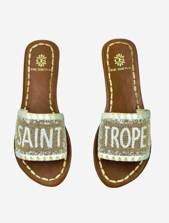 De Siena Saint Tropez Gold Offwhite Beaded Degrade Resort Slides