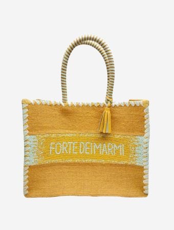 De Siena Forte Dei Marmi Yellow Big Jute Resort Bag With Beads
