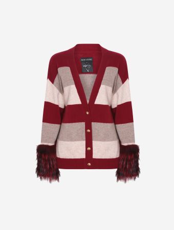 Izaak Azanei Striped Button Detail Cardigan with Cuffs