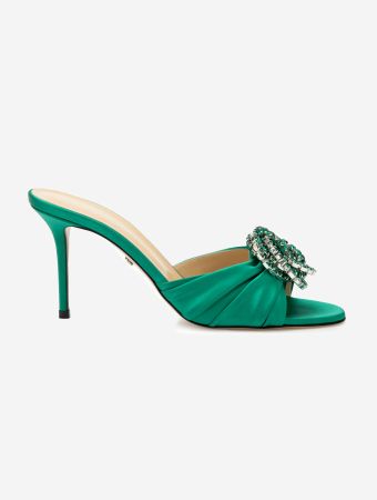 Mach & Mach Emerald Galaxy Emerald Green Satin Mules