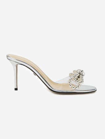Mach & Mach Stud Bow Clear Pvc Mules