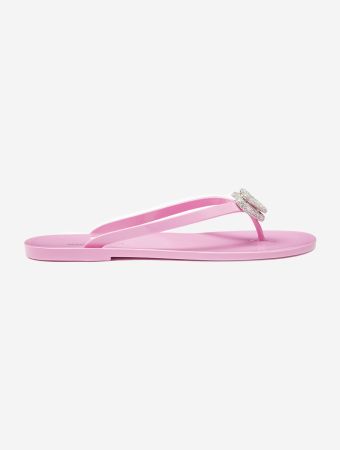 Mach & Mach Pink Double Heart Rubber Thong Flip Flops
