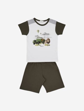 Story Loris Boy Bianco Green Short Pyjamas