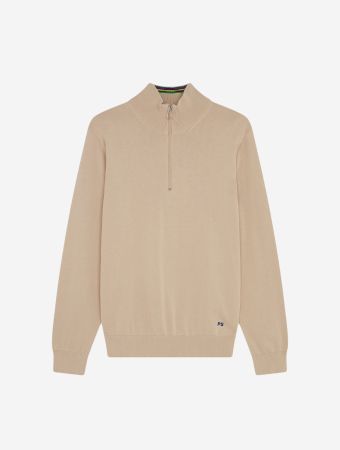 Paul Smith Medium Beige Sweater Zip Neck Embroidery