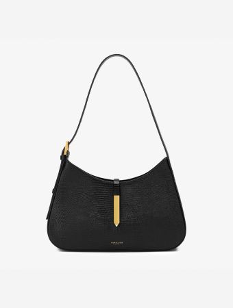 Demellier Black Lizard Effect F03 Tokyo Shoulder Bag