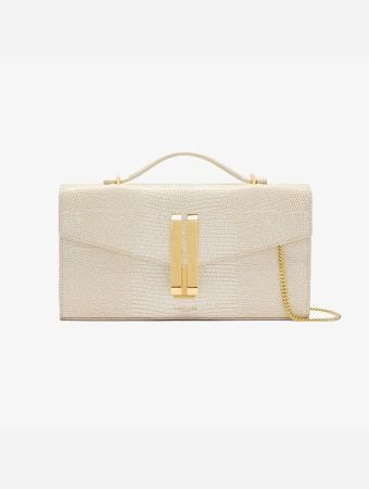 Demellier Ecru Lizard Effect Clutch