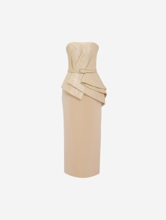 Strapless Dress With Asymmetric Structured Peplum
