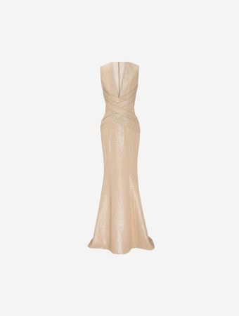 Mermaid Dress With Overlapping Draping At The Waist.