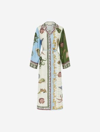Alemais Multi Bath House Silk Midi Shirt Dress