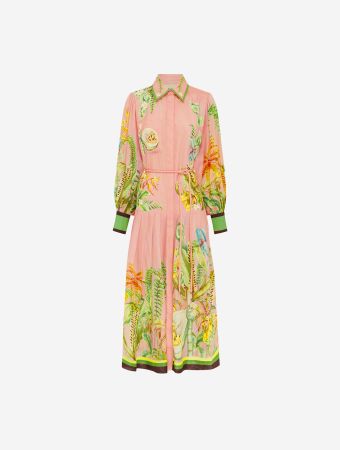 Alemais Pink Papaya Midi Shirt Dress