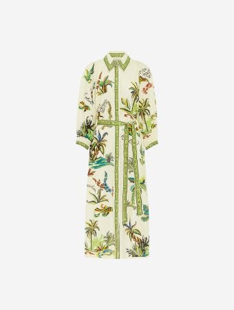 Alemais Cream Day Dream Midi Linen Shirt Dress