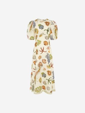 Alemais Cream Sea Midi Dress