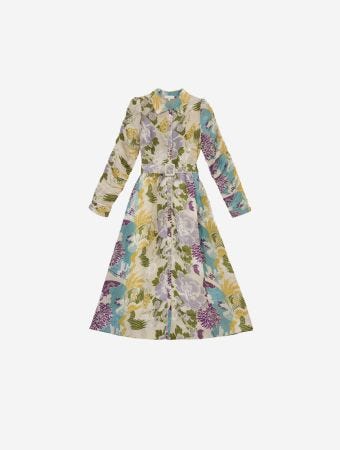 Bytimo Blue Birds Jacquard Midi Dress