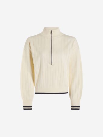 Varley White Blue Nights Aliyah Half Zip Knit
