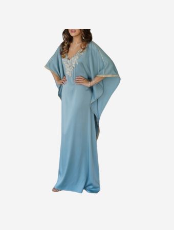Maison Arabelle Blue Fayrouz Abaya With Embellishment And Inner Belt