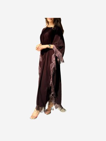Maison Arabelle Brown Reem Velvet Kaftan With Belt