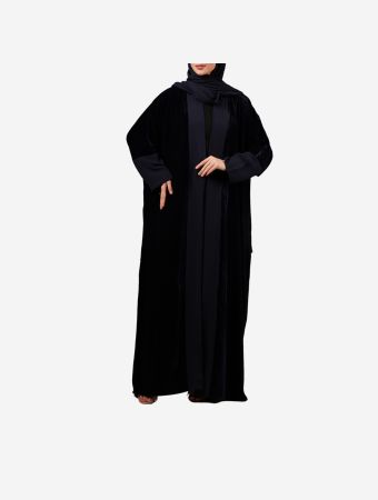 Maison Arabelle Blue Alnoud Velvet Abaya With Shawl