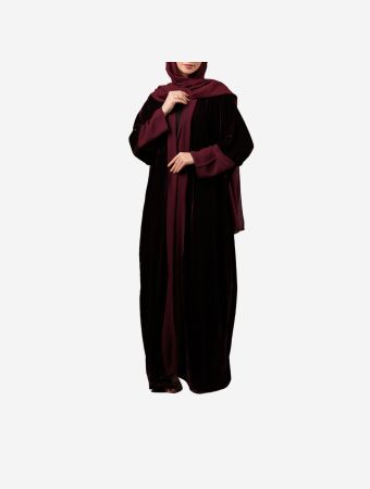 Maison Arabelle Red Alnoud Velvet Abaya With Shawl