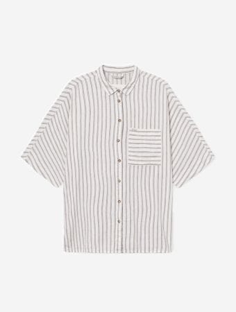 Rethinkit Studios Warm Grey Stripe Striped Short Sleeve Pajama Shirt