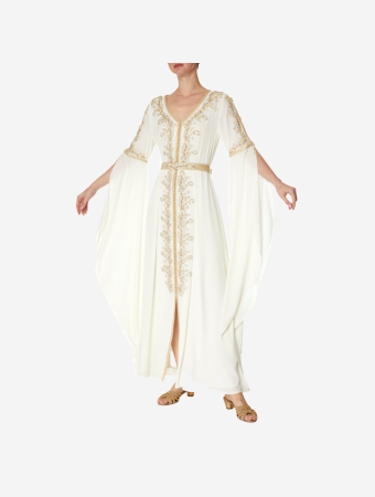 Eleganza La Mode Off White Moroccan Kaftan