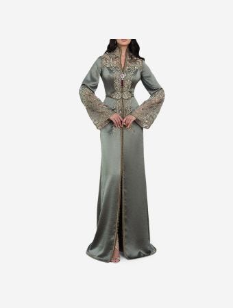 Selma Benomar Army Green Kaftan