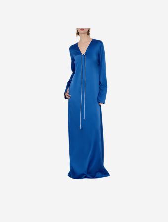 Daname Royal Blue Thea Long Sleeve Deep V Maxi Dress