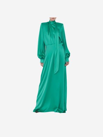 Daname Acqua Green Julia Tie Collar Maxi Dress