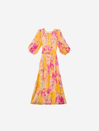 Bytimo Poppy Flowers Belt Maxi Dress