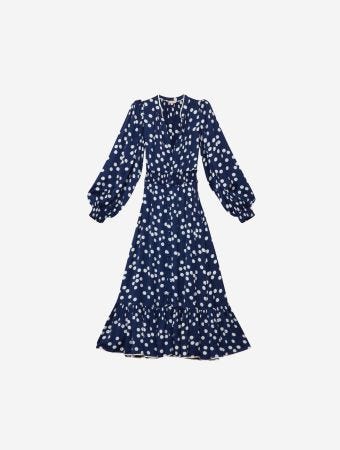 Bytimo Dotted Blue Button Down Maxi Dress
