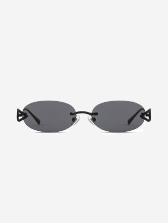 Karen Wazen Black Cleo Oval Sunglasses