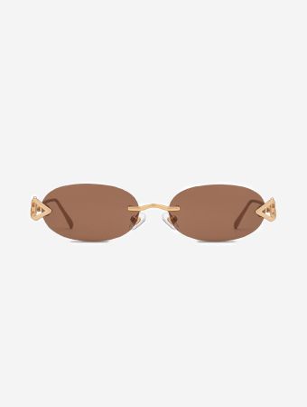 Karen Wazen Brown Cleo Oval Sunglasses