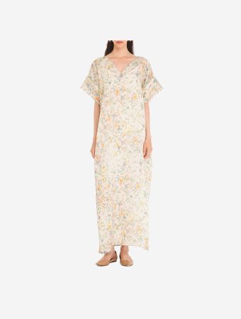 Yellow Embossed Amira Kaftan